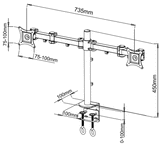 Dual LCD LED Monitor Desk Mount Stand Heavy Duty Fully Adjustable Arm fits 2 / Two Screens up to 27" (Model RC2E)