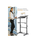 Mobile Stand Up Desk/Height Adjustable Computer Work Station Rolling Presentation Cart (for Monitor or Laptop), (MCT07)