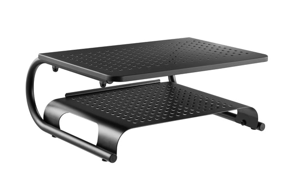 Laptop/Monitor Riser Stand with Rugged, Sturdy, Vibration Free Construction. Holds 20kg (44lbs), Vented Cooling, Black (RS003)