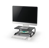 Laptop/Monitor Riser Stand with Rugged, Sturdy, Vibration Free Construction. Holds 20kg (44lbs), Vented Cooling, Black (RS003)